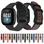 Cinturino universale in nylon con fibbia in acciaio a tre anelli, For Fitbit Versa 4 / Sense 2