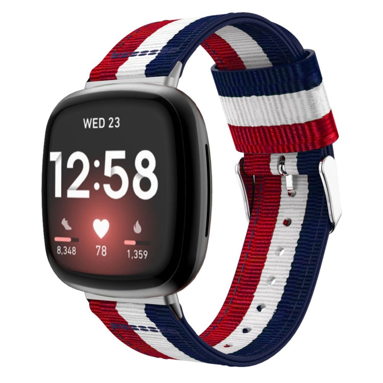 Cinturino universale in nylon a righe, For Fitbit Versa 4 / Sense 2