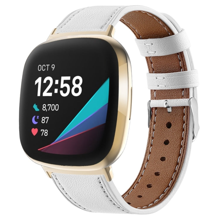Cinturino per orologio in vera pelle con coda tonda, For Fitbit Versa 4 / Sense 2