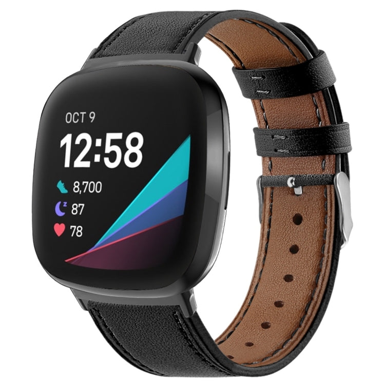 Cinturino per orologio in vera pelle con coda tonda, For Fitbit Versa 4 / Sense 2
