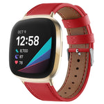 Cinturino per orologio in vera pelle con coda tonda, For Fitbit Versa 4 / Sense 2