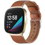 Cinturino per orologio in vera pelle con coda tonda, For Fitbit Versa 4 / Sense 2