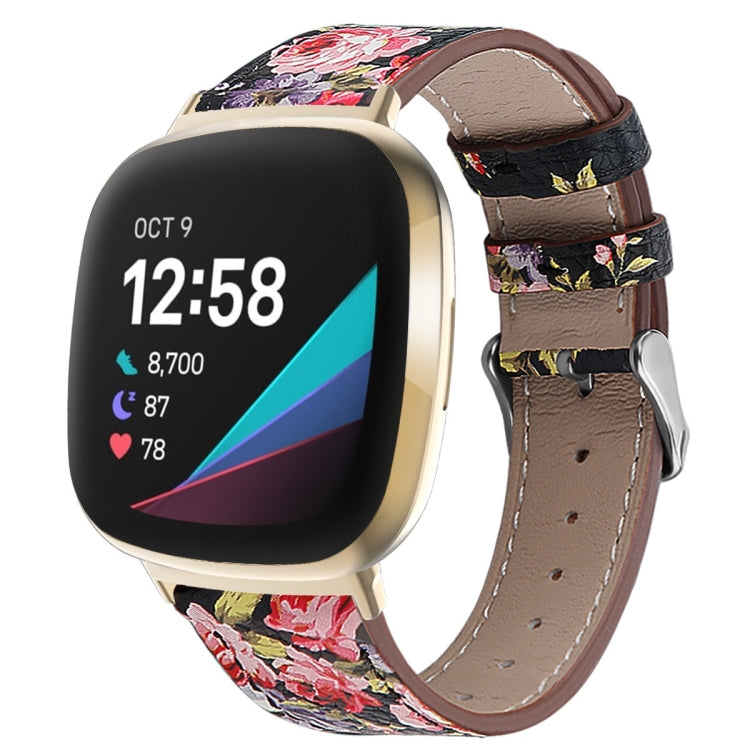 Cinturino per orologio in vera pelle con coda tonda, For Fitbit Versa 4 / Sense 2