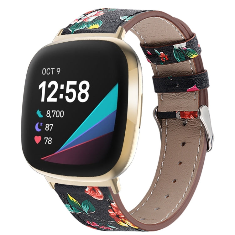 Cinturino per orologio in vera pelle con coda tonda, For Fitbit Versa 4 / Sense 2