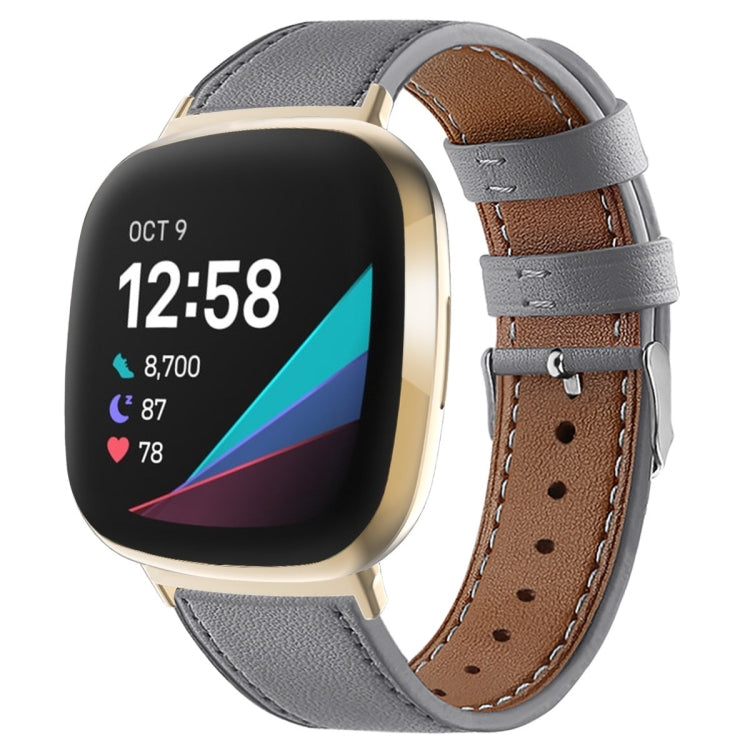 Cinturino per orologio in vera pelle con coda tonda, For Fitbit Versa 4 / Sense 2