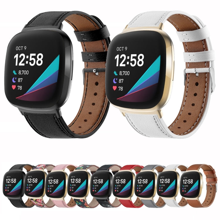 Cinturino per orologio in vera pelle con coda tonda, For Fitbit Versa 4 / Sense 2