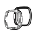 Cassa dell'orologio per PC galvanica a doppia fila di diamanti, For Fitbit Versa 4 / Sense 2