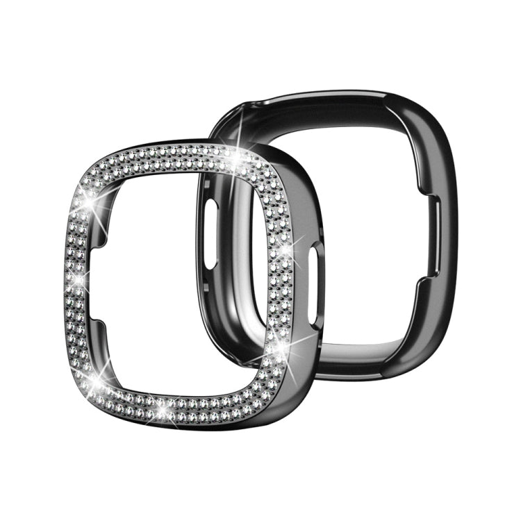 Cassa dell'orologio per PC galvanica a doppia fila di diamanti, For Fitbit Versa 4 / Sense 2