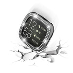 Cassa dell'orologio per PC galvanica a doppia fila di diamanti, For Fitbit Versa 4 / Sense 2