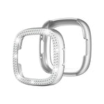 Cassa dell'orologio per PC galvanica a doppia fila di diamanti, For Fitbit Versa 4 / Sense 2