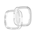 Cassa dell'orologio per PC galvanica a doppia fila di diamanti, For Fitbit Versa 4 / Sense 2