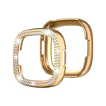 Cassa dell'orologio per PC galvanica a doppia fila di diamanti, For Fitbit Versa 4 / Sense 2