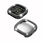 Cassa dell'orologio per PC galvanica a doppia fila di diamanti, For Fitbit Versa 4 / Sense 2
