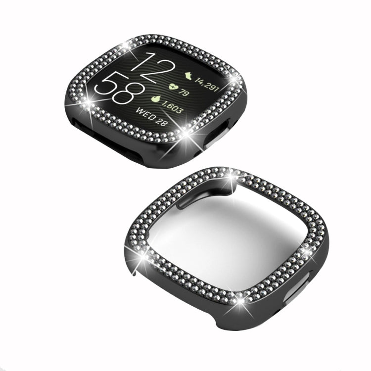 Cassa dell'orologio per PC galvanica a doppia fila di diamanti, For Fitbit Versa 4 / Sense 2