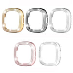 Cassa dell'orologio per PC galvanica a doppia fila di diamanti, For Fitbit Versa 4 / Sense 2