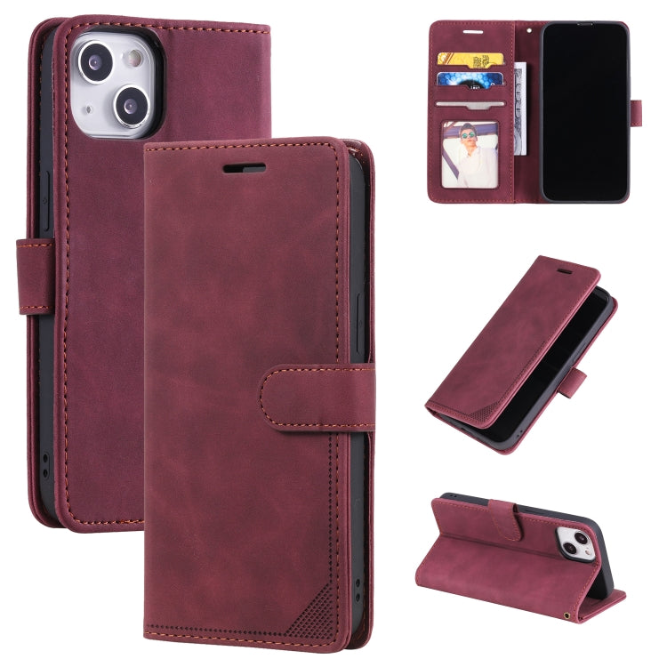 Custodia per telefono in pelle con vibrazione orizzontale con spazzola antifurto Skin Feel, For iPhone 14, For iPhone 14 Plus, For iPhone 14 Pro, For iPhone 14 Pro Max