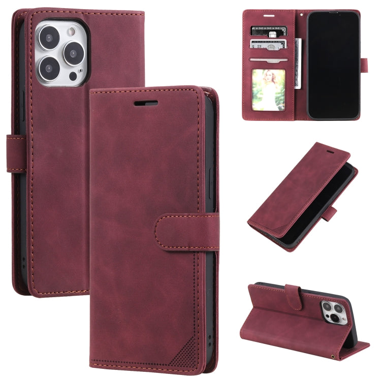 Custodia per telefono in pelle con vibrazione orizzontale con spazzola antifurto Skin Feel, For iPhone 14, For iPhone 14 Plus, For iPhone 14 Pro, For iPhone 14 Pro Max