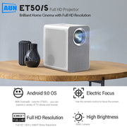 AUN ET50 Mini proiettore LED intelligente da 4 pollici 180 lumen 1920x1080P, US Plug, EU Plug, UK Plug, AU Plug