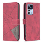 Custodia per telefono in pelle con struttura a rombo con fibbia magnetica, For Xiaomi 12T / 12T Pro / Redmi K50 Ultra