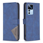 Custodia per telefono in pelle con struttura a rombo con fibbia magnetica, For Xiaomi 12T / 12T Pro / Redmi K50 Ultra