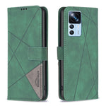 Custodia per telefono in pelle con struttura a rombo con fibbia magnetica, For Xiaomi 12T / 12T Pro / Redmi K50 Ultra