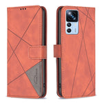 Custodia per telefono in pelle con struttura a rombo con fibbia magnetica, For Xiaomi 12T / 12T Pro / Redmi K50 Ultra