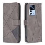 Custodia per telefono in pelle con struttura a rombo con fibbia magnetica, For Xiaomi 12T / 12T Pro / Redmi K50 Ultra