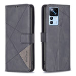 Custodia per telefono in pelle con struttura a rombo con fibbia magnetica, For Xiaomi 12T / 12T Pro / Redmi K50 Ultra