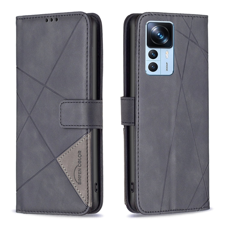 Custodia per telefono in pelle con struttura a rombo con fibbia magnetica, For Xiaomi 12T / 12T Pro / Redmi K50 Ultra