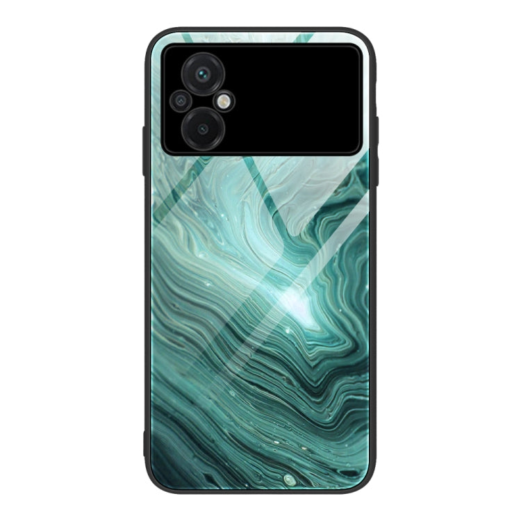 Custodia per telefono in vetro con motivo in marmo, For Xiaomi Poco M5