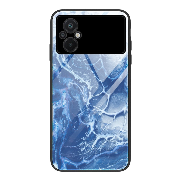 Custodia per telefono in vetro con motivo in marmo, For Xiaomi Poco M5