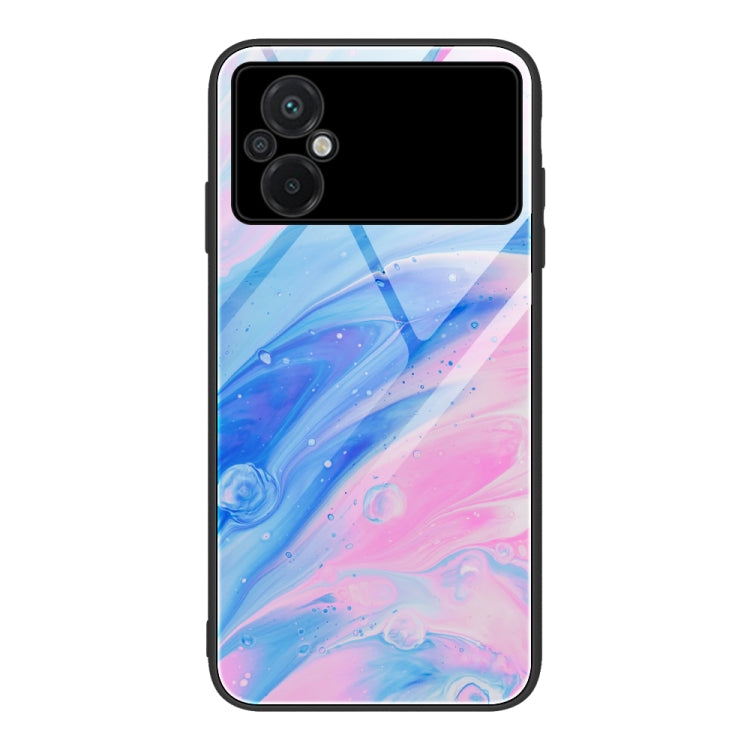 Custodia per telefono in vetro con motivo in marmo, For Xiaomi Poco M5