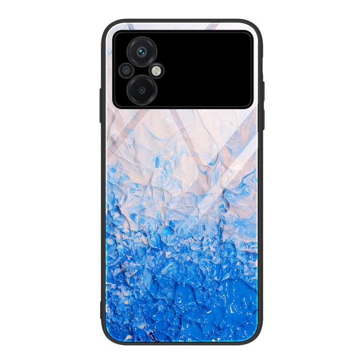 Custodia per telefono in vetro con motivo in marmo, For Xiaomi Poco M5
