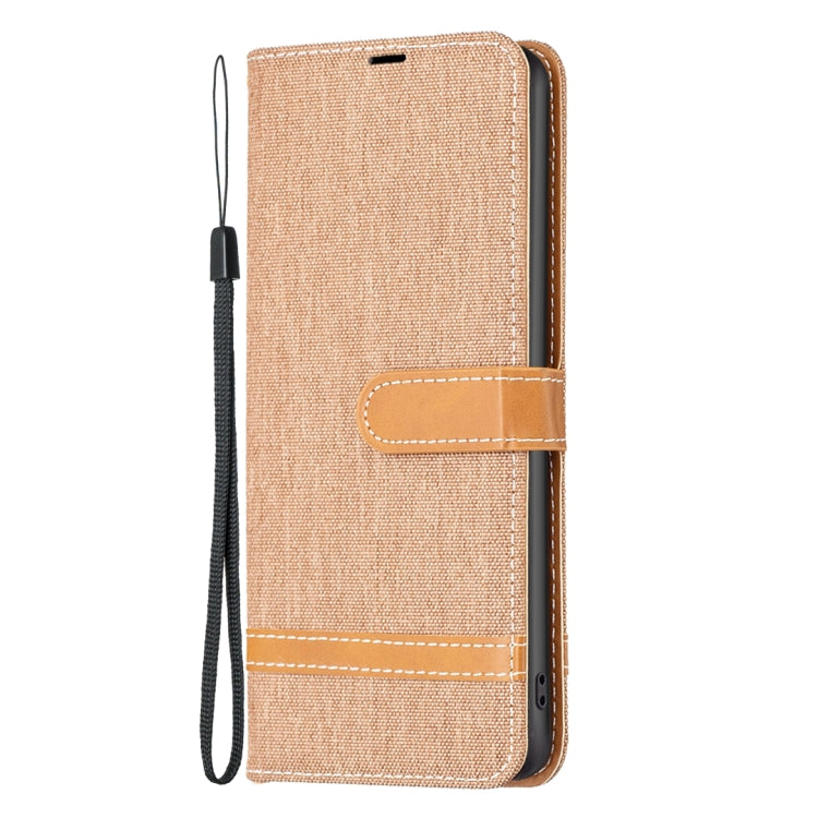 Custodia per telefono in pelle con texture denim a blocchi di colore, For Xiaomi 12T / 12T Pro / Redmi K50 Ultra