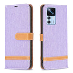 Custodia per telefono in pelle con texture denim a blocchi di colore, For Xiaomi 12T / 12T Pro / Redmi K50 Ultra