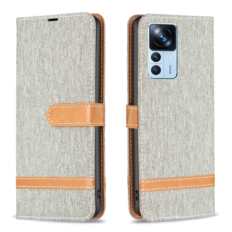 Custodia per telefono in pelle con texture denim a blocchi di colore, For Xiaomi 12T / 12T Pro / Redmi K50 Ultra