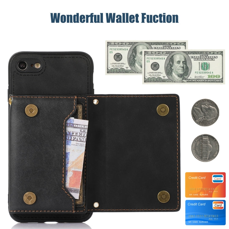 Custodia per telefono in pelle RFID tripla con cordino, For iPhone 6/6s, For iPhone 6 Plus, For iPhone 7/8/SE 2020/SE 2022, For iPhone 7 Plus/8 Plus