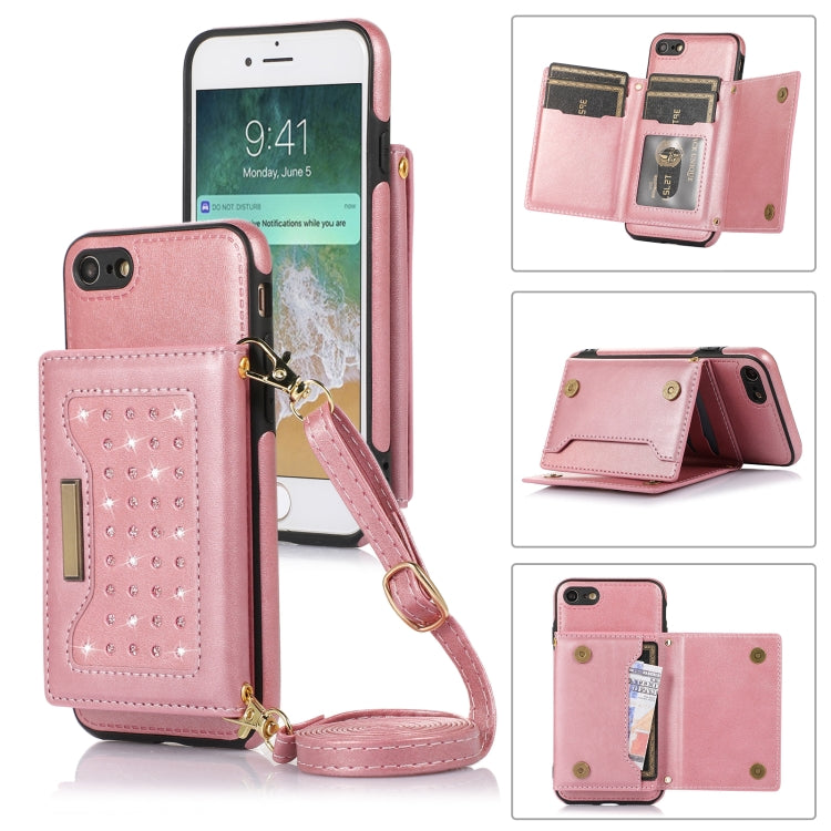 Custodia per telefono in pelle RFID tripla con cordino, For iPhone 6/6s, For iPhone 6 Plus, For iPhone 7/8/SE 2020/SE 2022, For iPhone 7 Plus/8 Plus