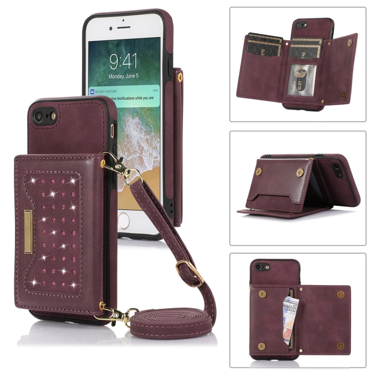 Custodia per telefono in pelle RFID tripla con cordino, For iPhone 6/6s, For iPhone 6 Plus, For iPhone 7/8/SE 2020/SE 2022, For iPhone 7 Plus/8 Plus