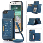 Custodia per telefono in pelle RFID tripla con cordino, For iPhone 6/6s, For iPhone 6 Plus, For iPhone 7/8/SE 2020/SE 2022, For iPhone 7 Plus/8 Plus