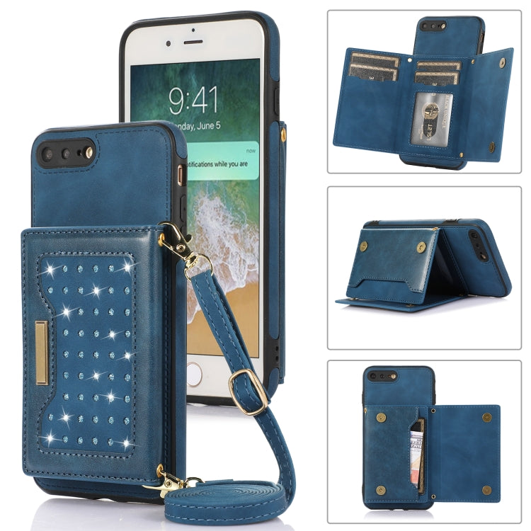 Custodia per telefono in pelle RFID tripla con cordino, For iPhone 6/6s, For iPhone 6 Plus, For iPhone 7/8/SE 2020/SE 2022, For iPhone 7 Plus/8 Plus