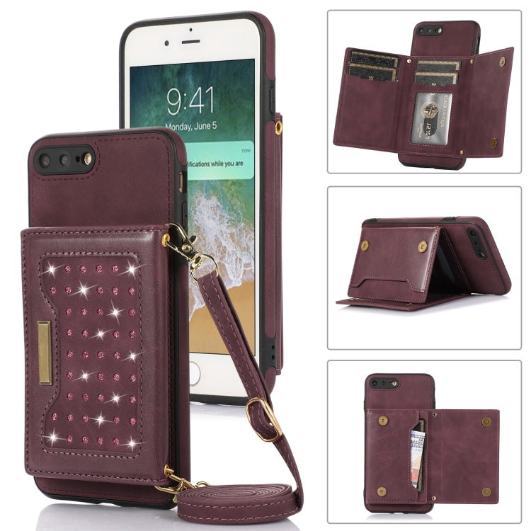 Custodia per telefono in pelle RFID tripla con cordino, For iPhone 6/6s, For iPhone 6 Plus, For iPhone 7/8/SE 2020/SE 2022, For iPhone 7 Plus/8 Plus
