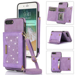 Custodia per telefono in pelle RFID tripla con cordino, For iPhone 6/6s, For iPhone 6 Plus, For iPhone 7/8/SE 2020/SE 2022, For iPhone 7 Plus/8 Plus