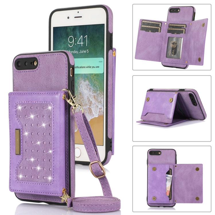 Custodia per telefono in pelle RFID tripla con cordino, For iPhone 6/6s, For iPhone 6 Plus, For iPhone 7/8/SE 2020/SE 2022, For iPhone 7 Plus/8 Plus