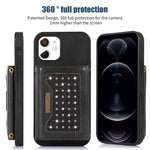 Custodia per telefono in pelle RFID tripla con cordino, For iPhone 11, For iPhone 12, For iPhone 11 Pro, For iPhone 11 Pro Max