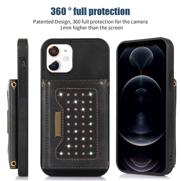 Custodia per telefono in pelle RFID tripla con cordino, For iPhone 11, For iPhone 12, For iPhone 11 Pro, For iPhone 11 Pro Max