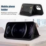 Custodia per telefono in pelle RFID tripla con cordino, For iPhone 11, For iPhone 12, For iPhone 11 Pro, For iPhone 11 Pro Max