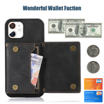 Custodia per telefono in pelle RFID tripla con cordino, For iPhone 11, For iPhone 12, For iPhone 11 Pro, For iPhone 11 Pro Max