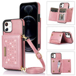 Custodia per telefono in pelle RFID tripla con cordino, For iPhone 11, For iPhone 12, For iPhone 11 Pro, For iPhone 11 Pro Max