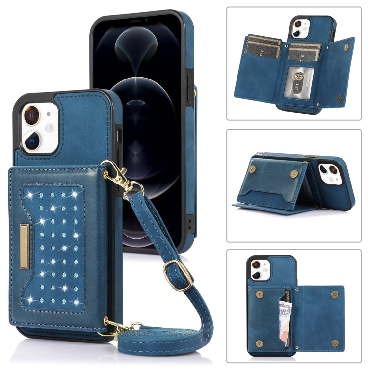 Custodia per telefono in pelle RFID tripla con cordino, For iPhone 11, For iPhone 12, For iPhone 11 Pro, For iPhone 11 Pro Max
